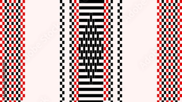 Fototapeta Traditional folk of the cordilleras, hand weaving pattern