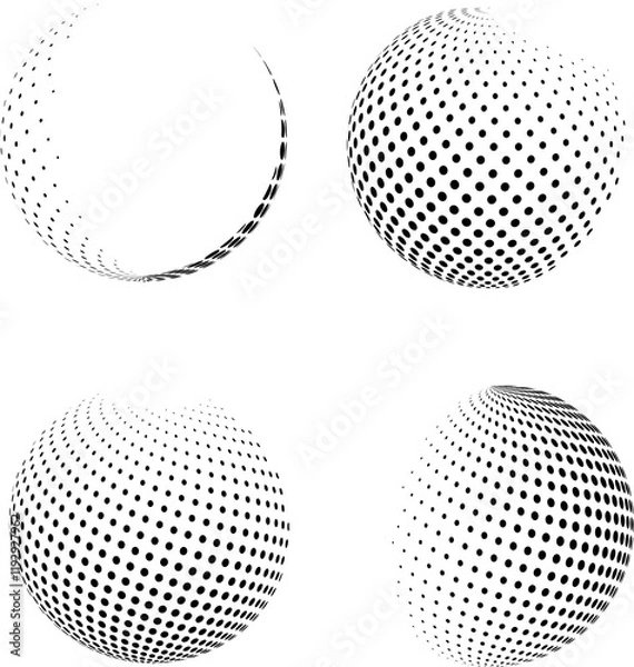 Fototapeta Abstract grunge halftone globe textured background design vector set