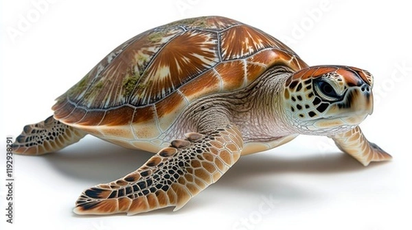 Obraz Cute Turtle on White Background