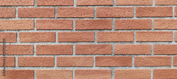 Fototapeta High resolution Red Brick Wall Texture with Horizontal Rectangular Bricks in the background
