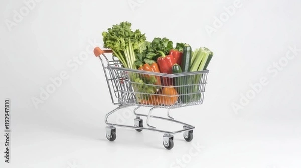 Fototapeta Fresh Vegetables in a Shopping Cart