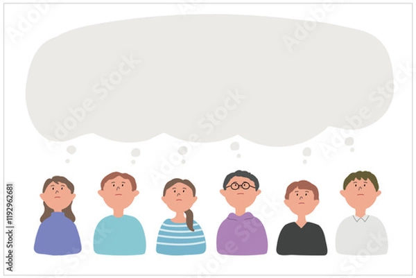 Fototapeta 空を見上げる男女のイラスト