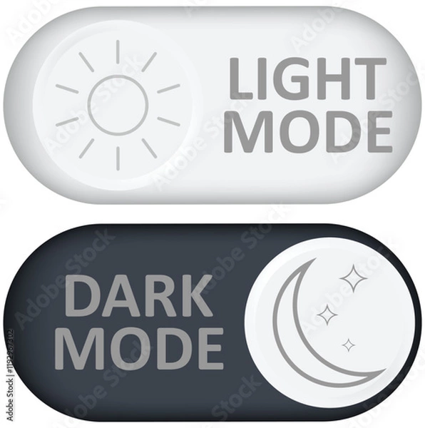 Fototapeta Day and night toggle switch icons set. Collection of on off. Sun and Moon icons for dark light mood. Dark mode and light mode switch button for website and mobile app. day night modes switch isolated.