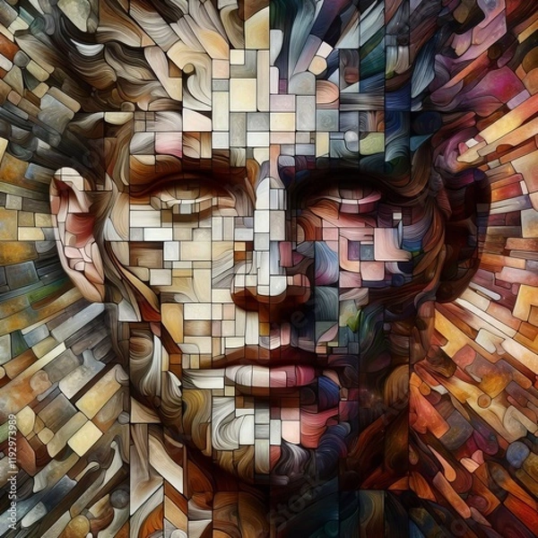 Obraz Fractured Identity A distorted fragmented image challenging perc