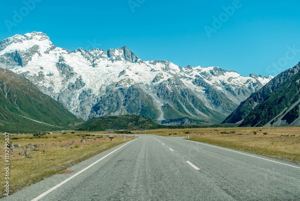 Fototapeta View of Aoraki Mount Cook National Park from Hooker Valley Track, South Island of New Zealand