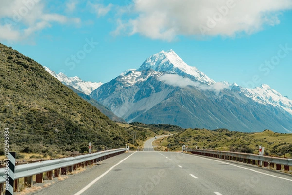 Fototapeta View of Aoraki Mount Cook National Park from Hooker Valley Track, South Island of New Zealand