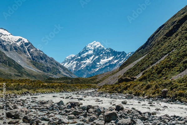 Fototapeta View of Aoraki Mount Cook National Park from Hooker Valley Track, South Island of New Zealand