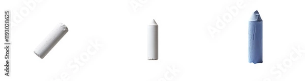 Fototapeta Collection of chalk isolated on a white background as transparent PNG
