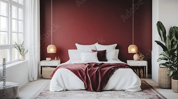 Obraz Cozy bedroom retreat with private closet space modern decor calm environment serene viewpoint
