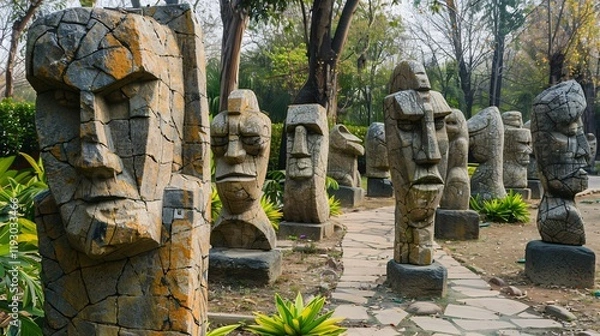 Obraz Stunning Rock Statues in Chandigarh, India - Captivating Sculptures from 2015