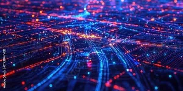 Fototapeta Innovative digital blueprint illustrating progress pathways.
