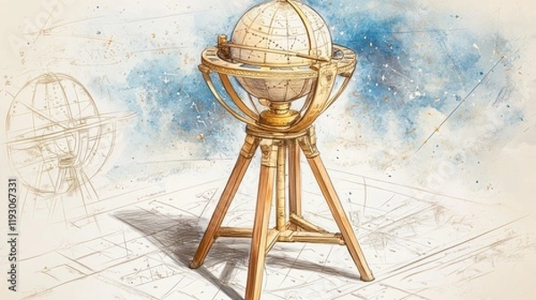 Fototapeta an astronomical setup platform featuring a armillary sphere  