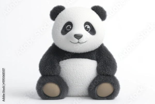 Fototapeta Cute panda plush toy with friendly expression, designed for comf