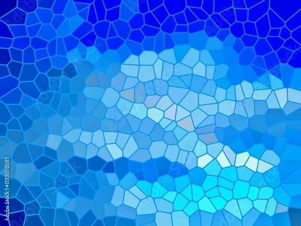 Obraz Abstract blue and white background with effect of stained glass. Stained glass - computer graphics. Topics: wallpaper, abstraction, pattern, design, decoration