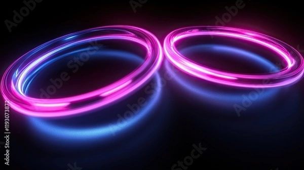 Obraz Ghostly glowing rings of neon pink and cyan intersecting freely