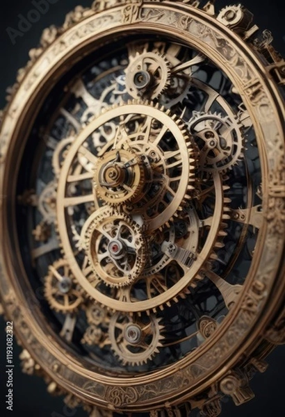 Fototapeta A delicate clock with intricate gears and mechanisms, gear, mechanical