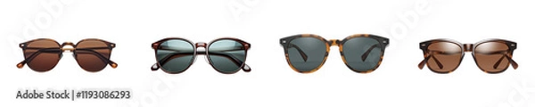 Fototapeta Collection of sunglasses isolated on a white background as transparent PNG
