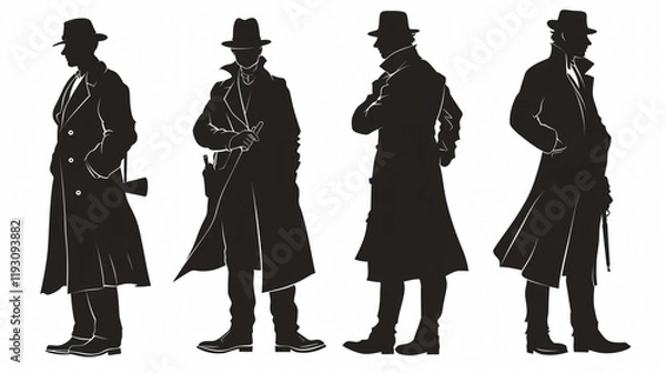 Fototapeta Detective Character Silhouette Vector Illustration for Graphic Design Projects