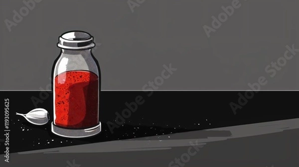 Fototapeta Elegant Pepper Shaker on Black Table with Space for Text - Cartoony Vibe