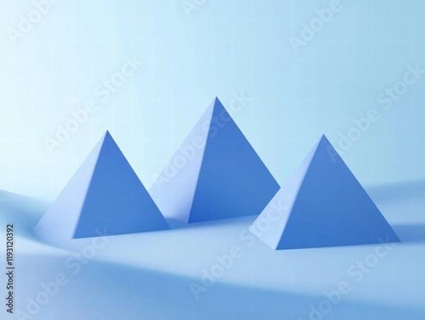 Fototapeta Floating Translucent Blue Shapes Abstract Composition Digital Space Graphic Design Aerial View Ethereal Vibes