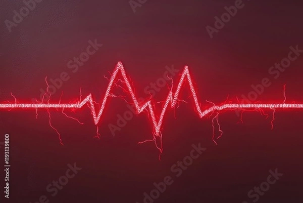 Fototapeta Heartbeat signal animation red pulse line in abstract environment