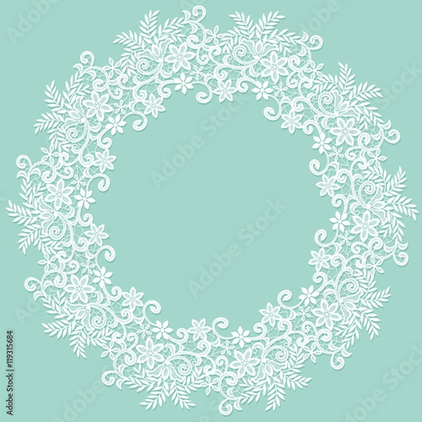 Fototapeta White lace frame