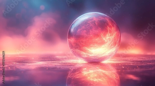 Obraz A glowing orb representing new life, abstract view, modern style, minimalist design, soft and vibrant colors, symbolic