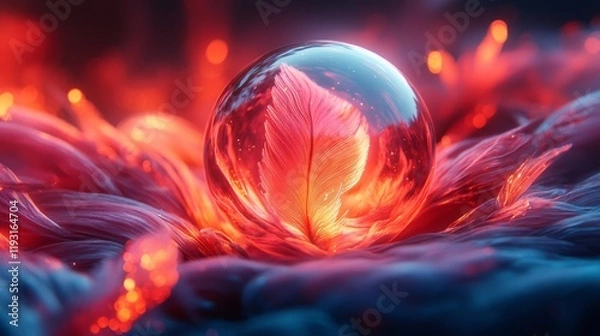 Obraz A glowing orb representing new life, abstract view, modern style, minimalist design, soft and vibrant colors, symbolic