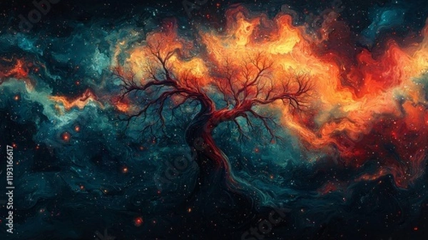 Obraz A mind map with interconnected ideas branching out, symbolizing the process of exploration and discovery, creative, detailed