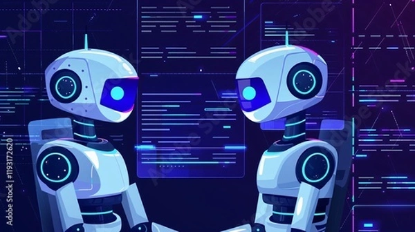 Obraz Smart AI Chat Bot Communicating with Human in Technology Industry