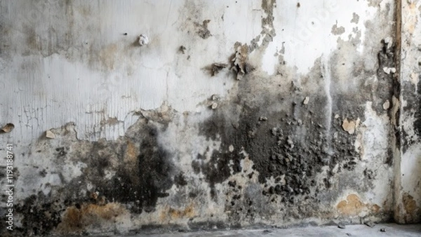 Fototapeta Textured Wall with Extensive Water Damage and Mold