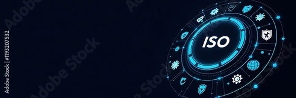 Fototapeta ISO Background – Dark Blur Copy Space for Professional Designs, ISO copy space, dark ISO background, ISO-themed background, dark abstract ISO,International Organization for Standardization