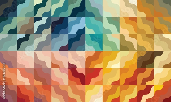 Fototapeta Modern style abstraction with composition made of various rounded shapes and harmony color background . Colorful decorative Vector illustration.