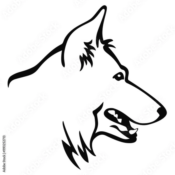 Obraz Shepherd Dog Head Side View Isolated Vector Line Art