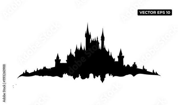 Obraz A silhouette of a castle with spires and towers, ideal for graphic design purposes.