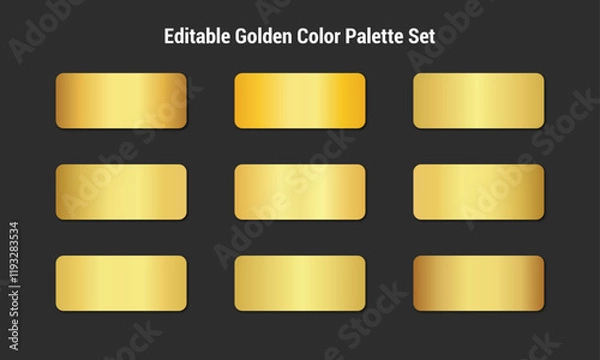 Fototapeta Golden Color palette set, Golden color gradient color palette set, Smooth golden premium gradient swatch palette set, Elegant Gold gradient color metallic set collection, Golden bar set.