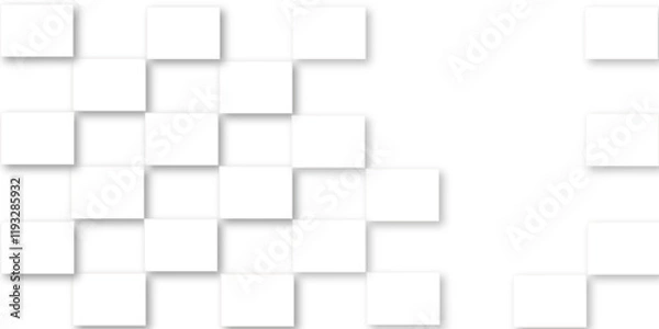 Fototapeta Simple Square cube box plate board on white wall background. 3d rendering. Multiple Horizontal Business Card Modern Mockup for Branding Presentation, Corporate Identity, Advertising, Graphic design.