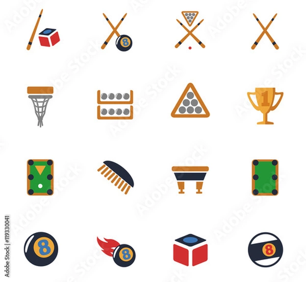Obraz billiards icon set