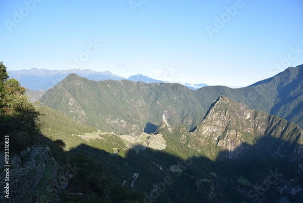 Obraz Trekking in Peru: Machu Picchu from the Sun Gate in the early morning sunshine
