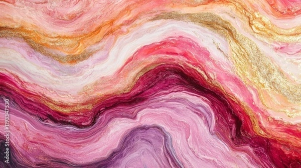 Fototapeta Swirling patterns in rich jewel tones create a luxurious backdrop with metallic accents and a sense of depth