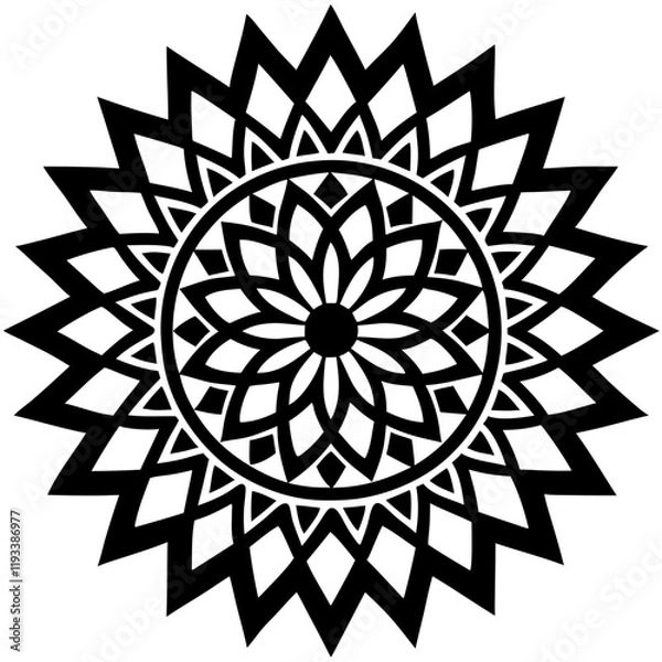 Fototapeta Simple mandala silhouette vector Art design, Floral mandala Illustration, ornament, flower, design, outline, template, pattern, ethnic. mandala design for invitation card, coloring book.