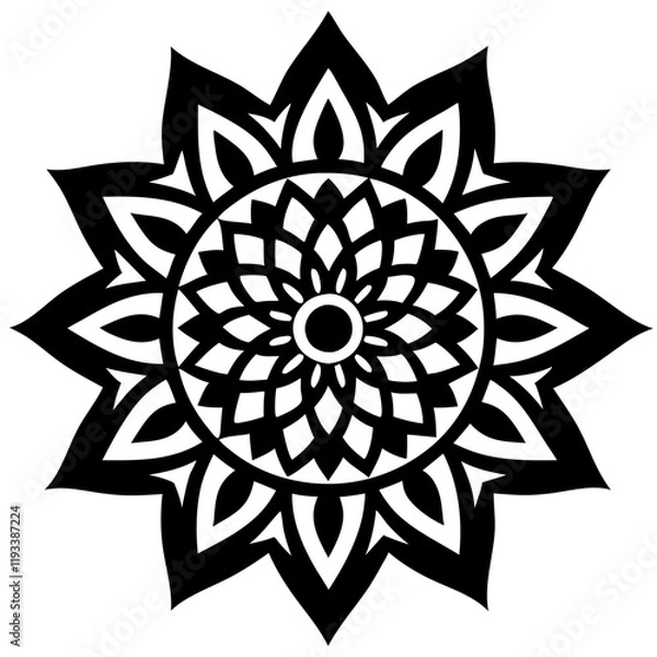 Fototapeta Simple mandala silhouette vector Art design, Floral mandala Illustration, ornament, flower, design, outline, template, pattern, ethnic. mandala design for invitation card, coloring book.