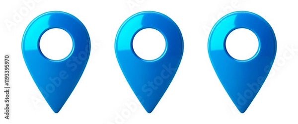Fototapeta Map pointers, Location mark icons on transparent background