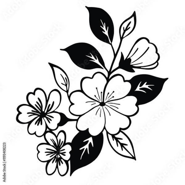 Fototapeta Line art sketch flowers for various design.