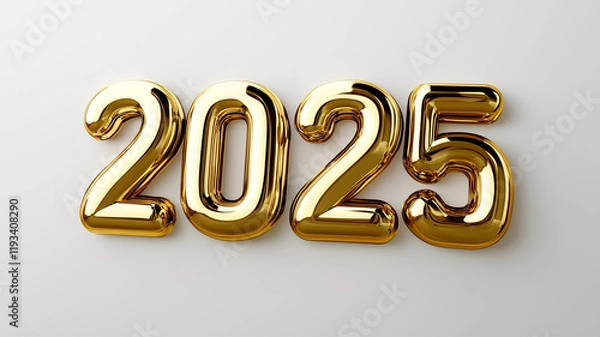 Fototapeta A stunning display of the year 2025 in a shiny golden finish.