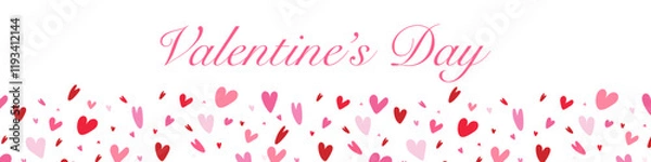 Fototapeta Valentine's day background with red and pink hearts. Vector love symbols in heart shape for your design. Vector Eps 10