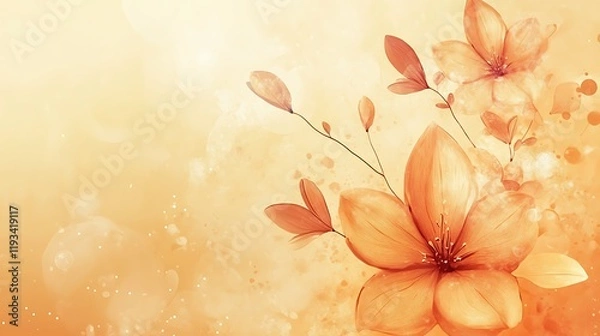 Obraz Delicate Orange Flowers Watercolor Artistic Design