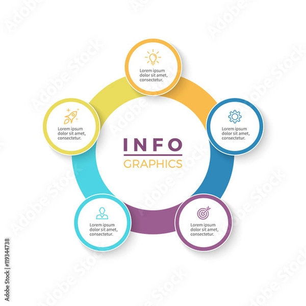 Obraz Five steps infographics. Vector design element.