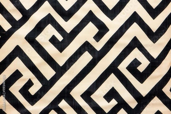 Fototapeta Geometric pattern featuring bold black curves on a light background, perfect for design projects, wallpapers, or textile prints, This image adds a modern touch to various applications,