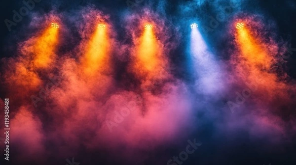Obraz Stage lighting with colored smoke.
